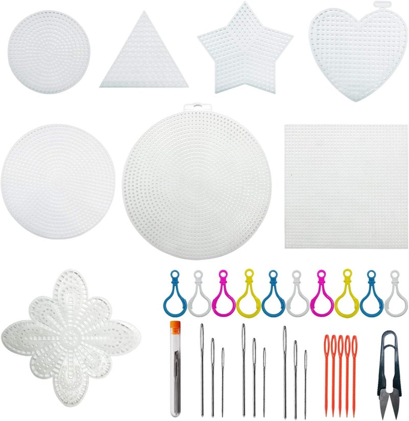 Allazone 100 PCS Mesh Plastic Canvas Sheets 8 Style Plastic Canvas for DIY Crafts Embroidery Cross Stitch, Acrylic Yarn Crafting, Knit and Crochet Projects - Image 1
